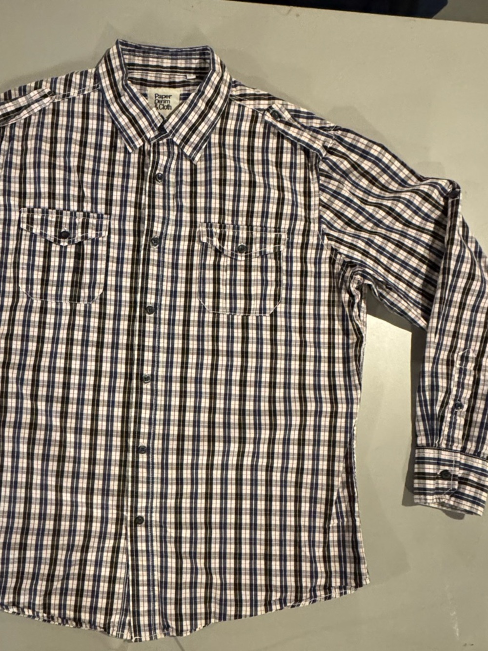 Paper Denim & Cloth Men's Navy and White Plaid Button-Down Shirt